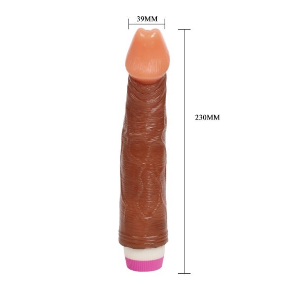 Vibrador Siliconado Color Mulato En Diseño Americano