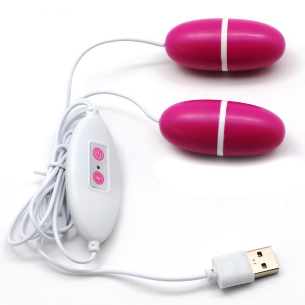 Mini Huevo Vibrador Enchufable Vía USB Doble Rosado