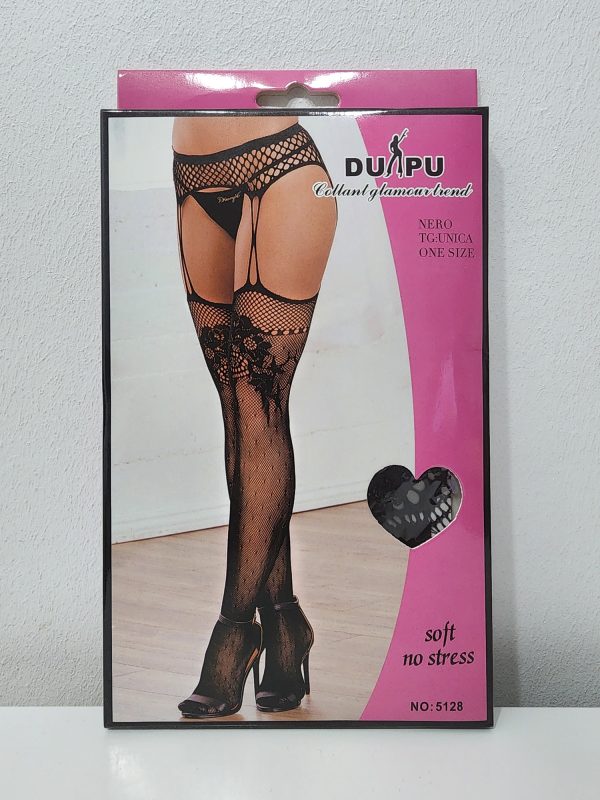 Panty Negra Diseño Tipo Portaligas COD5128