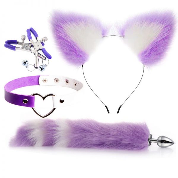 Kit Bondage De 4 Accesorios Lila/Blanco