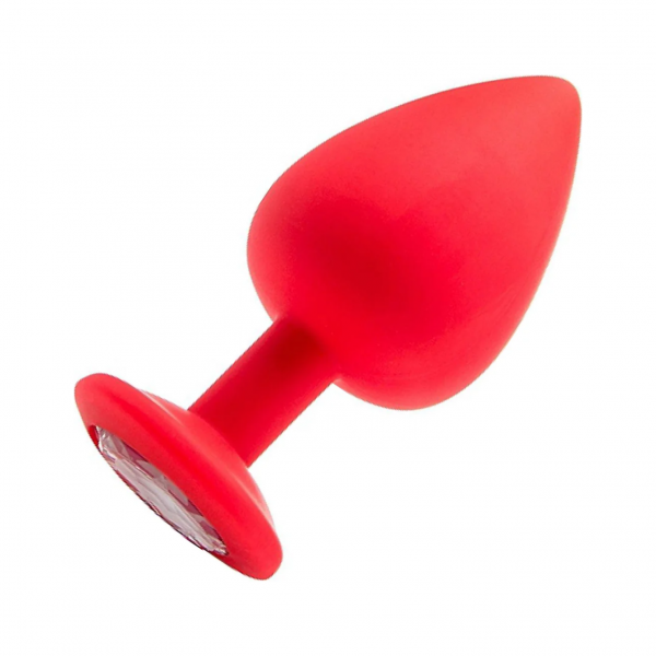 Plug Con Joya Anal En Silicona Roja (TALLA M)