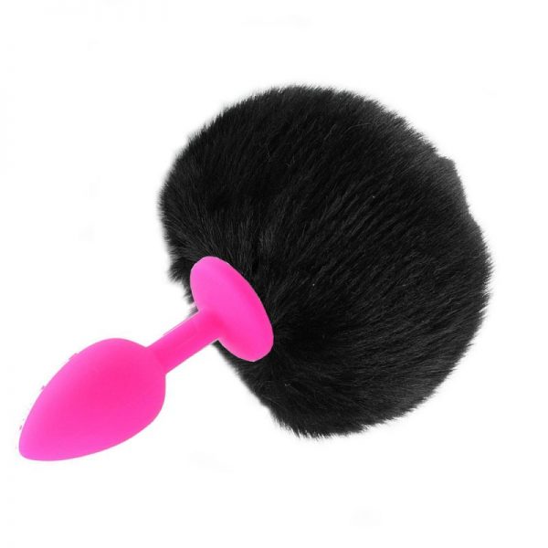 Dilatador Anal Siliconado Fucsia S Con Pompón Negro