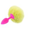 Dilatador Anal Siliconado Fucsia S Con Pompón Amarillo Fluor (PEQUEÑO)