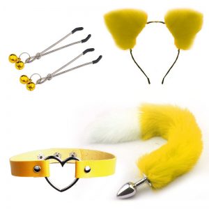 Kit Bondage De 4 Accesorios Amarillo/Blanco