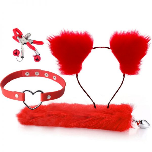 Kit Bondage De 4 Accesorios Rojo